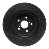 R1 Concepts 20-24 Toyota Highlander Hybrid Front Right Drilled & Slotted Black Brake Rotor
