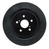 R1 Concepts 20-23 Toyota Highlander Hybrid Rear Left Drilled & Slotted Black Brake Rotor