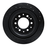 R1 Concepts 2022-2025 Lexus GX550 Rear Left Drilled & Slotted Black Brake Rotor