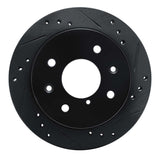 R1 Concepts 84-85 Mazda RX-7 Rear Right Drilled & Slotted Black Brake Rotor