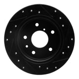 R1 Concepts 89-91 Mazda RX-7 Rear Left Drilled & Slotted Black Brake Rotor