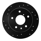 R1 Concepts 89-91 Mazda RX-7 Rear Left Drilled & Slotted Black Brake Rotor
