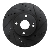 R1 Concepts 01-05 Mazda Miata Front Right Drilled & Slotted Black Brake Rotor by R1 Concepts RNC-633-80036R