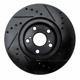R1 Concepts 09-15 Toyota Corolla (Mexico) Front Left Drilled & Slotted Black Brake Rotor