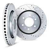 Dynamic Friction 2021-2025 Ford F-150 Rear Drilled & Slotted Silver Rotors by Dynamic Friction Company 7002-54257