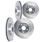 Dynamic Friction 2017-2025 Alfa Romeo Stelvio Front & Rear Drilled & Slotted Silver Rotors by Dynamic Friction Company 7004-16003