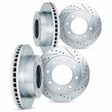Dynamic Friction 2009-2025 Dodge Ram 3500 Front & Rear Drilled & Slotted Silver Rotors by Dynamic Friction Company 7004-40136