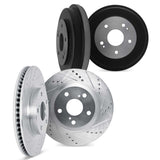 Dynamic Friction 2006-2008 Honda Civic Front & Rear Drilled & Slotted Silver Rotors with Drums by Dynamic Friction Company 7004-59099