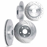 Dynamic Friction 1994-2000 Chrysler Sebring Front & Rear Drilled & Slotted Silver Rotors by Dynamic Friction Company 7004-72002