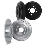 Dynamic Friction 1980-1983 Toyota Corolla Front & Rear Drilled & Slotted Silver Rotors with Drums by Dynamic Friction Company 7004-76077