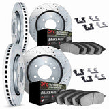 Dynamic Friction 2019-2025 Ram 1500 Front & Rear Drill/Slot Silver Rotors Ultimate Duty Perf Brake Pads w/Hardware by Dynamic Friction Company 7414-40009