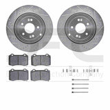 Dynamic Friction 2010-2016 Hyundai Genesis Coupe Rear Drill/Slot Silver Rotors 5000 Adv Brake Pads w/Hardware by Dynamic Friction Company 7512-03063