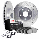 Dynamic Friction 2010-2016 Hyundai Genesis Coupe Front Drill/Slot Silver Rotors 5000 Adv Brake Pads w/Hardware by Dynamic Friction Company 7512-03064