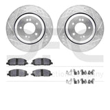 Dynamic Friction 2019-2025 Hyundai Elantra Rear Drilled & Slotted Silver Rotors with 5000 Advanced Pads w/Hardware by Dynamic Friction Company 7512-03447