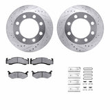 Dynamic Friction 1973-1997 Dodge D250 Front Drilled & Slotted Silver Rotors with 5000 Advanced Brake Pads w/Hardware by Dynamic Friction Company 7512-40013
