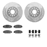 Dynamic Friction 2019-2025 Ram 1500 Front Drilled & Slotted Silver Rotors with 5000 Advanced Brake Pads w/Hardware by Dynamic Friction Company 7512-40047