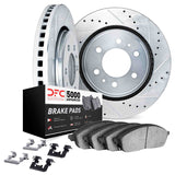 Dynamic Friction 2019-2025 Ram 1500 Front Drilled & Slotted Silver Rotors with 5000 Advanced Brake Pads w/Hardware by Dynamic Friction Company 7512-40047