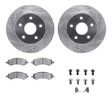 Dynamic Friction 2006-2024 Chrysler Aspen Front Drilled & Slotted Silver Rotors with 5000 Advanced Pads w/Hardware by Dynamic Friction Company 7512-40090