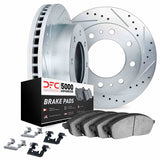 Dynamic Friction 2019-2025 Ram 2500 Front Drilled & Slotted Silver Rotors with 5000 Advanced Brake Pads w/Hardware by Dynamic Friction Company 7512-40487