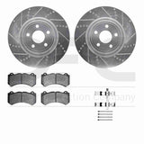 Dynamic Friction 2012-2025 Dodge Durango Front Drilled & Slotted Silver Rotors with 5000 Advanced Pads w/Hardware by Dynamic Friction Company 7512-42094