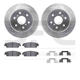 Dynamic Friction 2007-2020 Cadillac Escalade EXT Rear Drill/Slot Silver Rotors 5000 Adv Brake Pads w/Hardware by Dynamic Friction Company 7512-48063