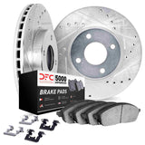 Dynamic Friction 1990-1997 Acura CL Front Drilled & Slotted Silver Rotors with 5000 Advanced Brake Pads w/Hardware by Dynamic Friction Company 7512-59018