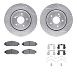 Dynamic Friction 2016-2025 Acura MDX Front Drilled & Slotted Silver Rotors with 5000 Advanced Brake Pads w/Hardware by Dynamic Friction Company 7512-59101