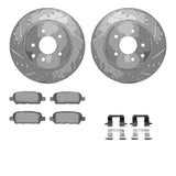 Dynamic Friction 2005-2025 Infiniti EX37 Rear Drilled & Slotted Silver Rotors with 5000 Advanced Pads w/Hardware by Dynamic Friction Company 7512-67100