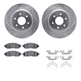 Dynamic Friction 2005-2025 Nissan Xterra Front Drilled & Slotted Silver Rotors with 5000 Advanced Pads w/Hardware by Dynamic Friction Company 7512-67107