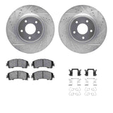 Dynamic Friction 2014-2025 Infiniti Q50 Front Drilled & Slotted Silver Rotors with 5000 Advanced Pads w/Hardware by Dynamic Friction Company 7512-67129