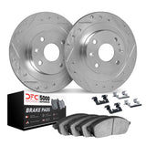 Dynamic Friction 1983-1985 Audi 5000 Front Drilled & Slotted Silver Rotors with 5000 Advanced Brake Pads w/Hardware by Dynamic Friction Company 7512-73098