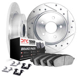 Dynamic Friction 2018-2025 Lexus ES250 Rear Drilled & Slotted Silver Rotors with 5000 Advanced Brake Pads w/Hardware by Dynamic Friction Company 7512-75037