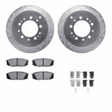 Dynamic Friction 2007-2022 Lexus LX570 Rear Drilled & Slotted Silver Rotors with 5000 Advanced Brake Pads w/Hardware by Dynamic Friction Company 7512-76163