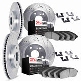 Dynamic Friction 2019-2022 Genesis G70 Front & Rear Drill/Slot Silver Rotors with 5000 Advanced Brake Pads w/Hardware by Dynamic Friction Company 7514-21022