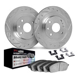 Dynamic Friction 2012-2023 Dodge Attitude Rear Drill/Slot Silver Rotors 4000 HybriDynamic Brake Pads w/Hardware by Dynamic Friction Company 7812-03081