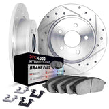 Dynamic Friction 2005-2018 Audi A3 Rear Drill/Slot Silver Rotors 4000 HybriDynamic Brake Pads w/Hardware by Dynamic Friction Company 7812-74085