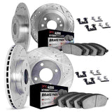 Dynamic Friction 1989-1996 Nissan 240SX Front & Rear Drill/Slot Silver Rotors 4000 HybriDynamic Brake Pads w/Hardware by Dynamic Friction Company 7814-67019