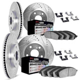 Dynamic Friction 2009-2024 Infiniti Q70 Front & Rear Drill/Slot Silver Rotors 4000 HybriDynamic Brake Pads w/Hardware by Dynamic Friction Company 7814-68010