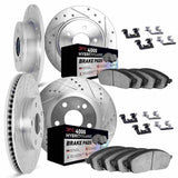 Dynamic Friction 2007-2012 Lexus ES350 Front & Rear Drill/Slot Silver Rotors 4000 HybriDynamic Brake Pads w/Hardware by Dynamic Friction Company 7814-76089