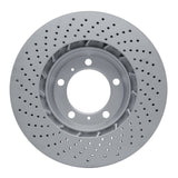 Dynamic Friction 1999-2023 Porsche 911 Right Front Drilled Hi-Carbon Alloy Geomet Coated Rotor (330x34 Vented) by Dynamic Friction Company 920-02035D