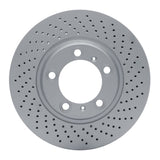 Dynamic Friction 1999-2023 Porsche 911 Right Front Drilled Hi-Carbon Alloy Geomet Coated Rotor (330x34 Vented) by Dynamic Friction Company 920-02035D
