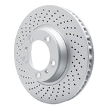 Dynamic Friction 1999-2023 Porsche 718 Cayman Left Front Drilled Hi-Carbon Alloy Geomet Coated Rotor (330x34 Vented) by Dynamic Friction Company 920-02036D