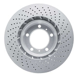 Dynamic Friction 1999-2023 Porsche 718 Cayman Left Front Drilled Hi-Carbon Alloy Geomet Coated Rotor (330x34 Vented) by Dynamic Friction Company 920-02036D