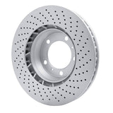Dynamic Friction 1999-2023 Porsche 718 Cayman Left Front Drilled Hi-Carbon Alloy Geomet Coated Rotor (330x34 Vented) by Dynamic Friction Company 920-02036D