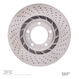 Dynamic Friction 2009-2023 Porsche Cayman Left Front Drilled Hi-Carbon Alloy Geomet Coated Rotor (330x28 Vented) by Dynamic Friction Company 920-02051D