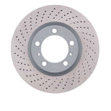 Dynamic Friction 2009-2023 Porsche Cayman Left Front Drilled Hi-Carbon Alloy Geomet Coated Rotor (330x28 Vented) by Dynamic Friction Company 920-02051D