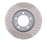 Dynamic Friction 2009-2023 Porsche 718 Cayman Right Front Drilled Hi-Carbon Alloy Geomet Coated Rotor (330x28 Vented) by Dynamic Friction Company 920-02052D