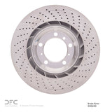 Dynamic Friction 2010-2023 Porsche 911 Left Rear Drilled Hi-Carbon Alloy Geomet Coated Rotor (350x28 Vented) by Dynamic Friction Company 920-02063D