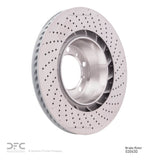 Dynamic Friction 2010-2023 Porsche 911 Left Rear Drilled Hi-Carbon Alloy Geomet Coated Rotor (350x28 Vented) by Dynamic Friction Company 920-02063D