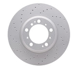 Dynamic Friction 1999-2023 Porsche 911 Left Rear Drilled Hi-Carbon Alloy Geomet Coated Rotor (330x28 Vented) by Dynamic Friction Company 920-02067D
